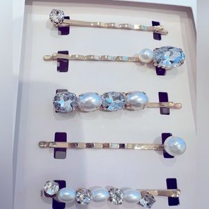 5 NEW Hair Accessories- faux stones and pearls for beautiful hair pins.